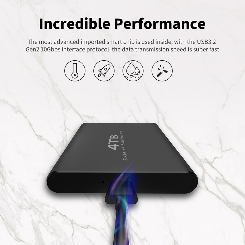 Yitenc Black 4 TB Portable Solid State Drive for Computer, Laptop