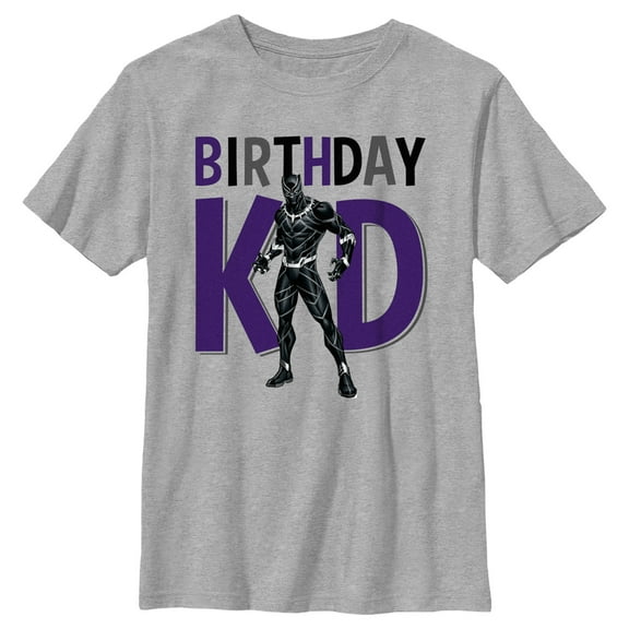 Boy's Marvel Birthday Kid Black Panther  Graphic Tee Athletic Heather X Large