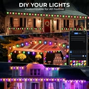 66FT Smart C9 LED String Lights 100 Color Changing Bulbs APP & Remote Controlled Music Sync Timer Extendable Waterproof Outdoor Decorative Lights for Easter, Spring Party, Patio, Fence & Holiday Deco