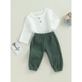 thumbnail image 3 of Toddler Baby Boys Clothes Cotton Linen Outfit Muslin Long Sleeve T-Shirt Tops Pants Set, 3 of 9