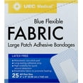 UEC Medical Blue Flexible Fabric Large Patch Bandages 25ct