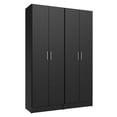 thumbnail image 3 of Madesa Wardrobe Storage Cabinet with 4 Doors and 10 Shelves, 47" Wooden Armoire for Home Organization - Black, 3 of 10