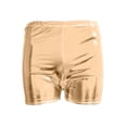 thumbnail image 5 of Metallic Booty Shorts for Women High Rise Shiny Rave Dance Shorts Stretchy Slim Fit Hot Pants Yoga Workout Pole Dance Outfits, 5 of 6
