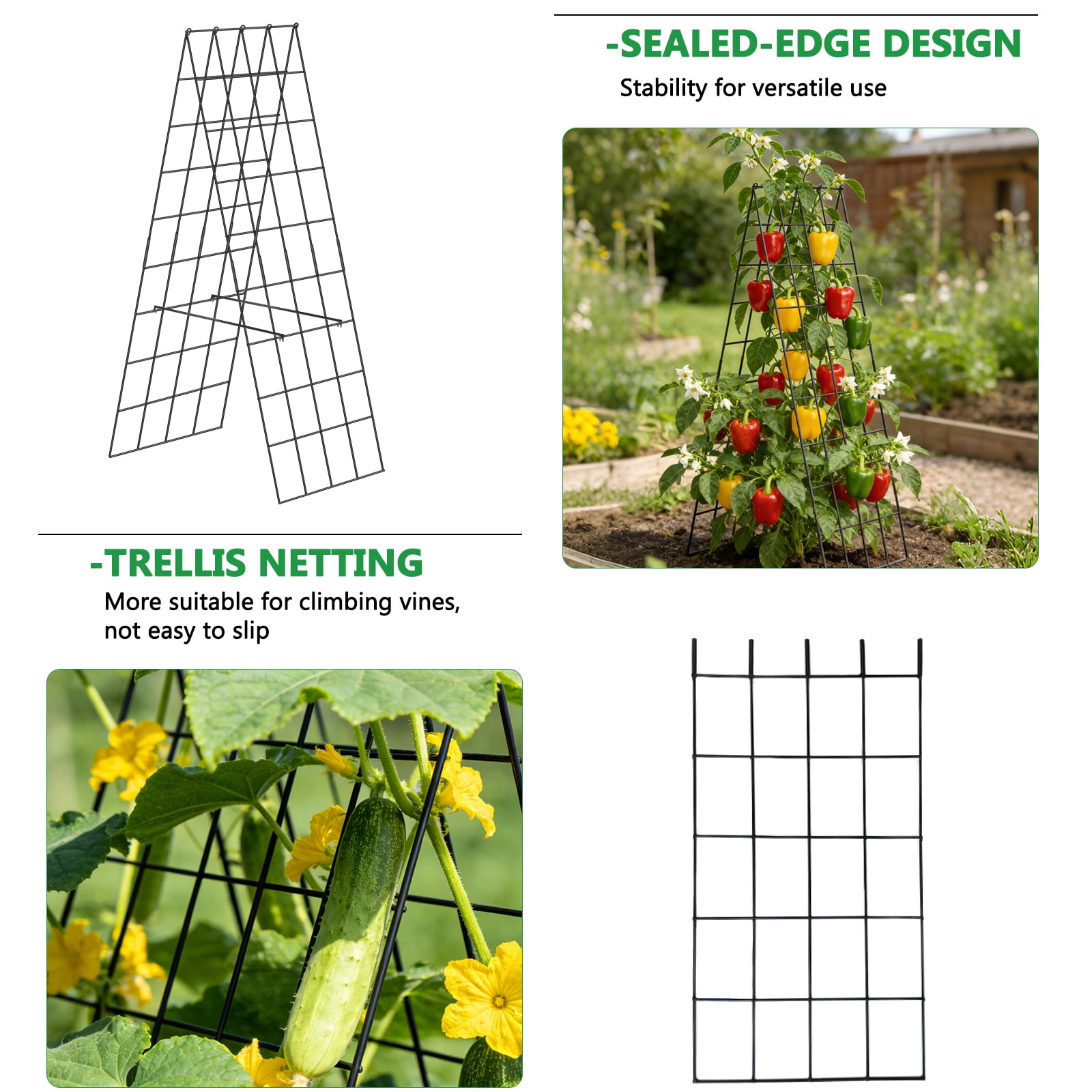ROMUCHE 2 Pack A-Frame Folding Garden Trellis Outdoor Lattice for Climbing Plants Cucumber Raised Bed
