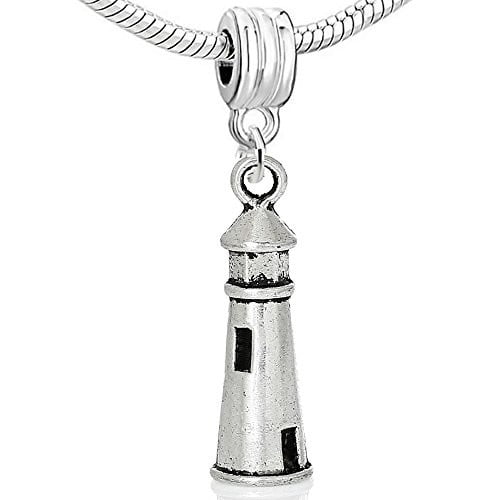 Sexy Sparkles Lighthouse Charm Bead for European Snake Chain Charm Bracelet - Zinc Metal Alloy