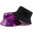 thumbnail image 2 of CoCopeaunt Women Men PU Leather Bucket Hat Shiny Redial Reversible Sun Hat Sun Protection Wide Brim Caps Cool Foldable Hats Outdoor, 2 of 3