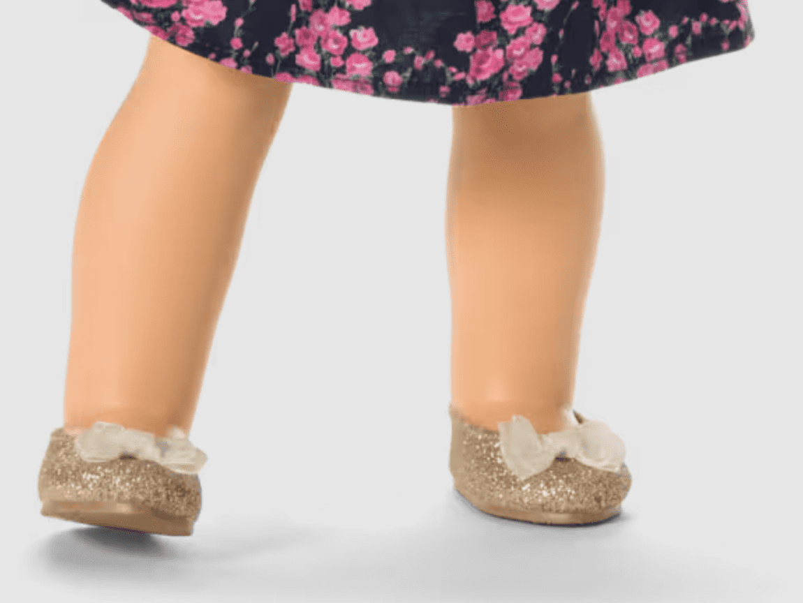American Girl X Janie and Jack Glitter and Bows Shoes for 18 inch Dolls