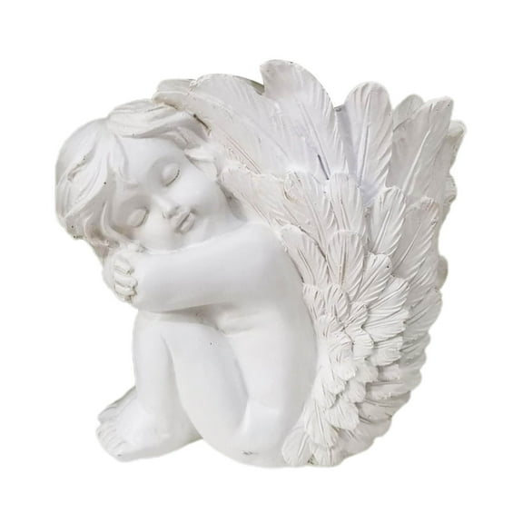 SXcggal Angel Statue White Resin Planter with Holes