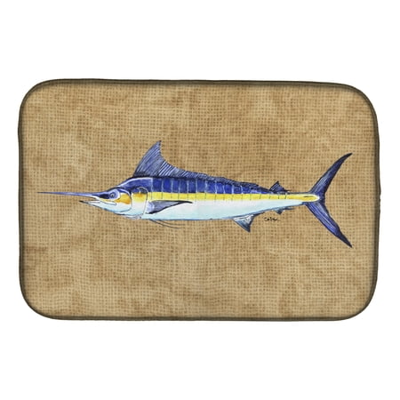 Caroline s Treasures Blue Marlin Dish Drying Mat