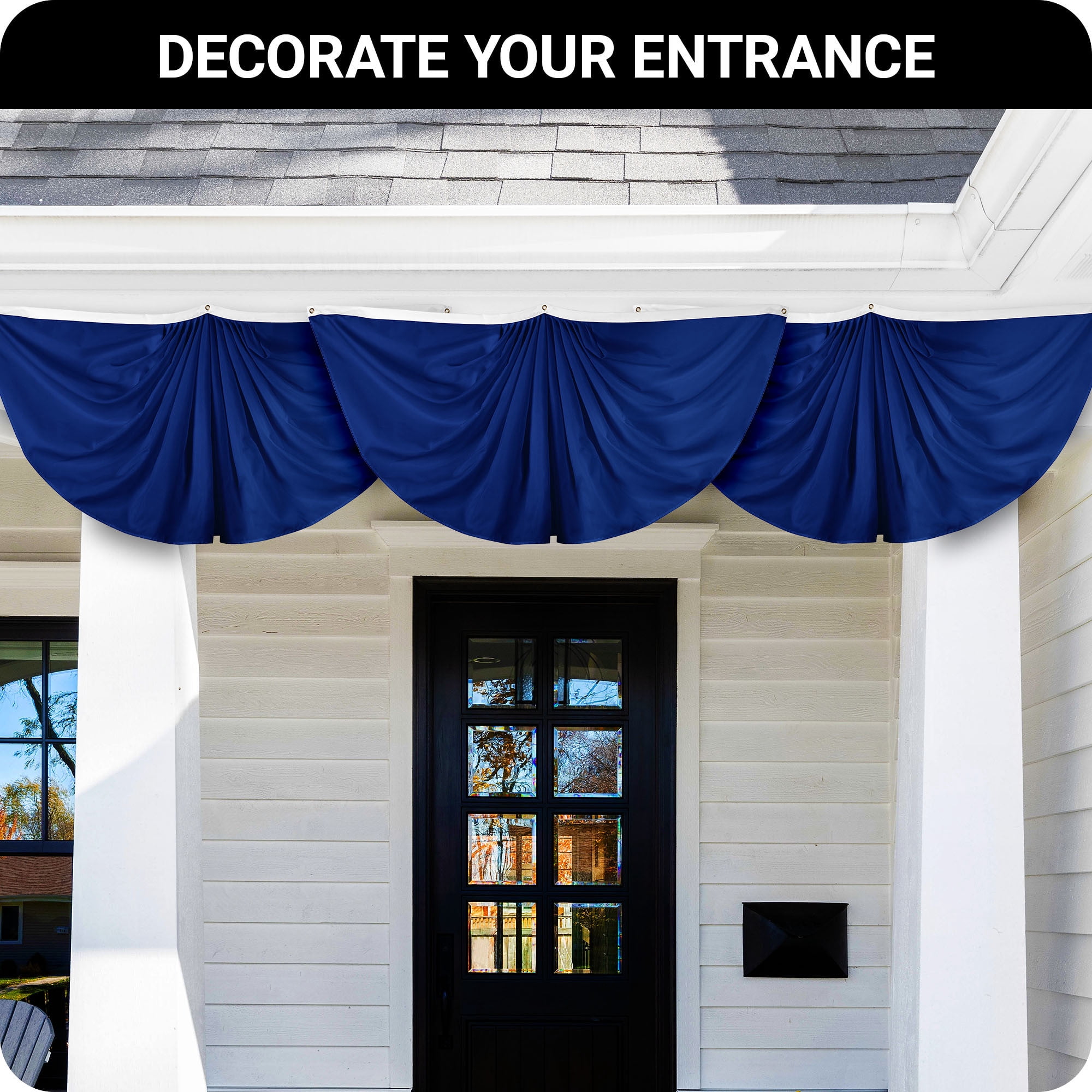 G128 3 Pack: Solid Blue Color Pleated Fan Flag | 3x6 Ft | Printed 150D Polyester | Color Fan Flag Decoration, Indoor/Outdoor, Vibrant Colors, Brass Grommets