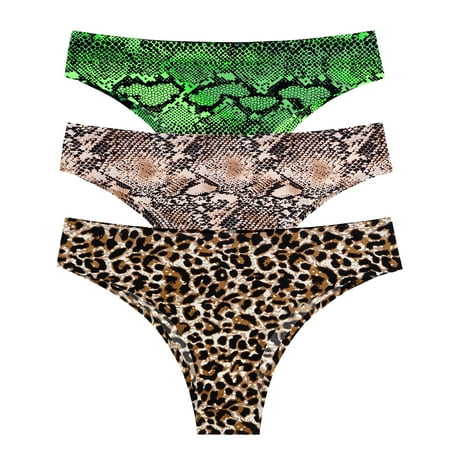 

3Pack Women Leopard Thong Lingerie Temptation Low-waist Panties Transparent Underwear