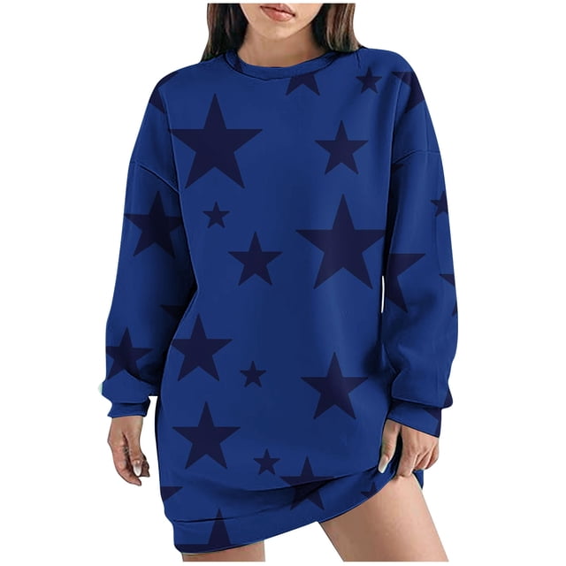 Robe d'Hiver pour Femmes, Robe Décontractée pour Femmes, Robe d'Automne et d'Hiver à Col Rond Manches Longues Imprimée