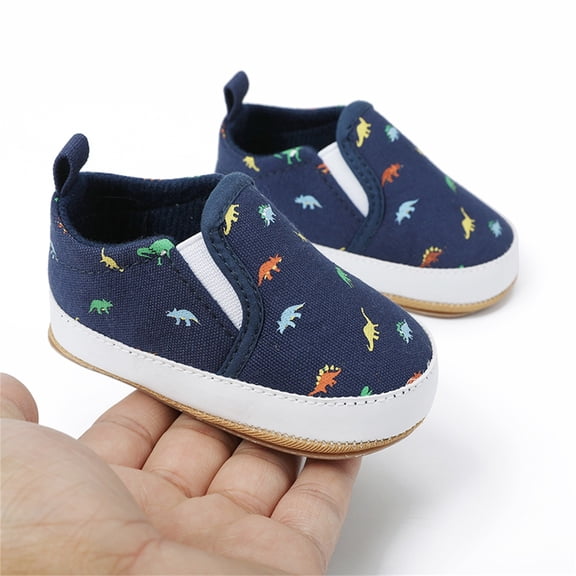 ZHOGXU Baby Toddler Girls Sneakers Non Slip Soft Sole Dinosaurs Print Comfortable Lightweight Shoes For Casual Daily Wear,Blue,0-6 Months