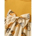 thumbnail image 3 of Toddler Baby Girl Clothes Ruffles Bee Long Sleeve Dress with Bow Fall Winter Outfit Yellow 6-9 Months, 3 of 6