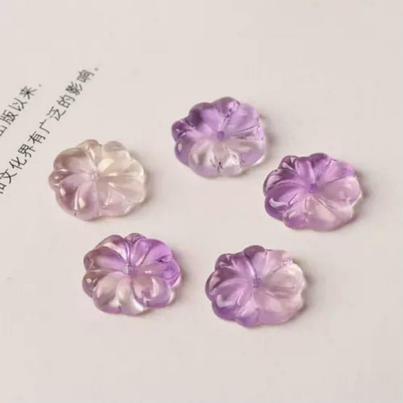 U8MO 10pcs 15mm Flower Petal Crystal Glass Loose Pendants Beads Jewelry Making DIY-1# Purple & Gold