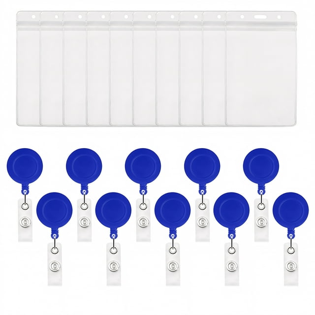 MUKA Lot de 50 Badges Rétractables de Couleur Unie avec Style Vertical Porte-Cartes d'Identité Transparent