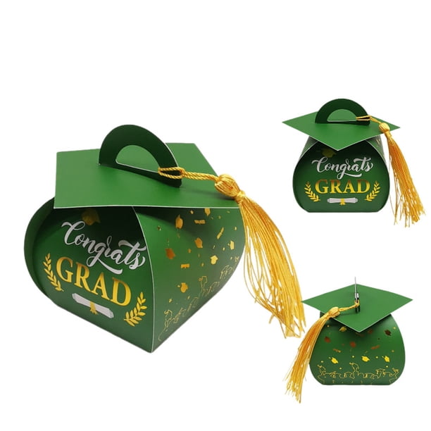 Billuyoard Elegante caja de regalo de dulces con letras doradas para recuerdos de graduación. Caja de regalo de chocolates. Kits de decoración para fiestas verde 30 piezas
