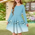 thumbnail image 2 of Inglocry Girls Long Sleeve Dress A line Twirly Skater Tie Dye Boho School Party Dress For Teens 4-15Y Sky Blue 5-6Y, 2 of 5