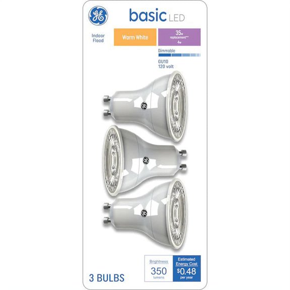 GE Basic 35-Watt EQ LED Mr16 Warm White Dimmable Flood Light Bulb (3-Pack) Item #1222930 Model #93104998