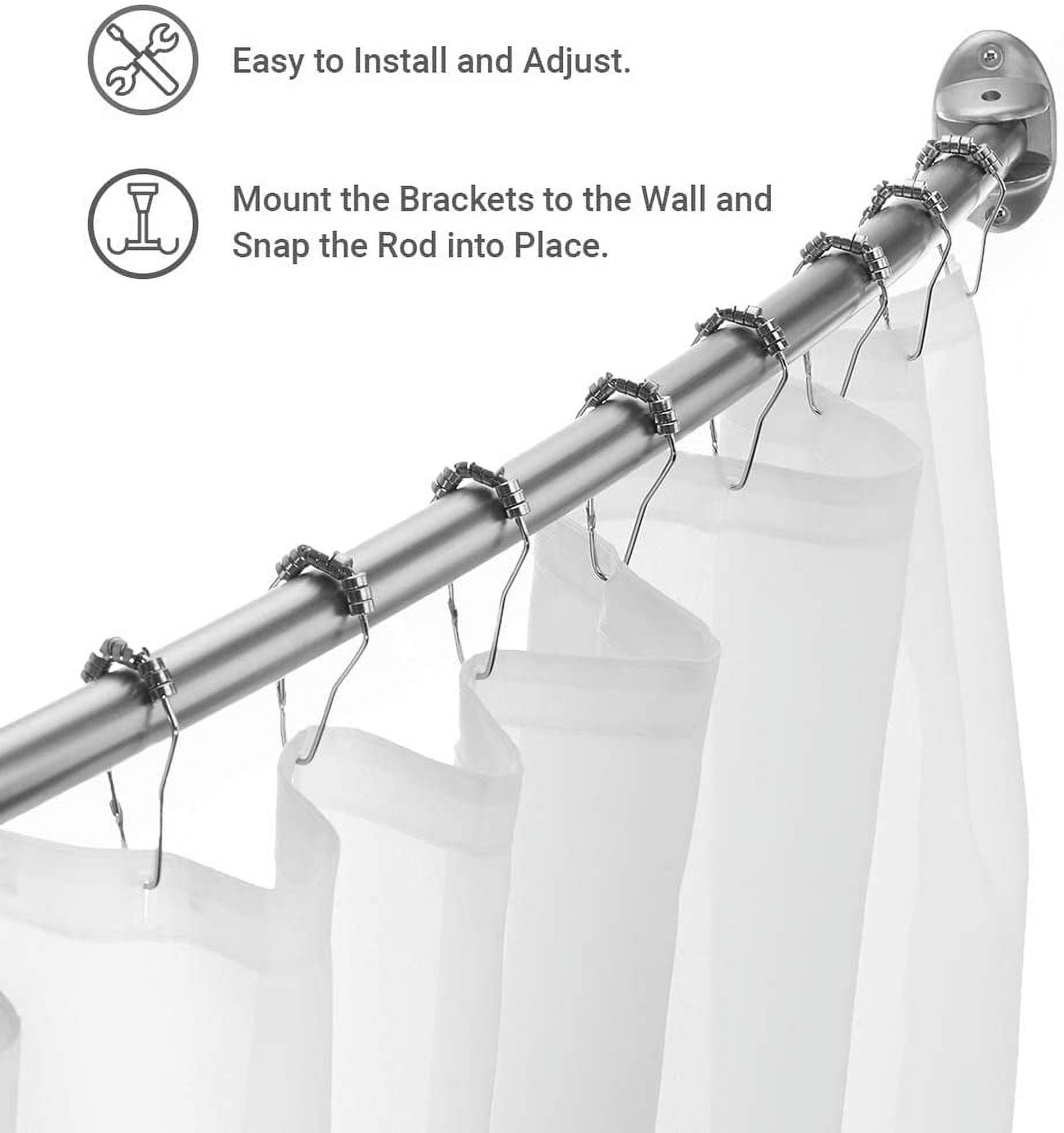 Excell 42 in Adjustable Curved Shower Curtain Rod, Nickel - image 2 of 5