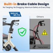 WalkMate Foldable Rollator Walker with Height-Adjustable Seat, 10” Wheels, Compact Folding Design, Lightweight Mobility Walking Aid for Seniors Taller 5.3~7ft, Gold