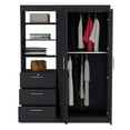 thumbnail image 3 of Miekor Furniture Kenya 3 Drawers Armoire, Double Door, 3-Tier Shelf -Black W5U167, 3 of 5