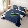 thumbnail image 3 of Feelyou Soccer Initial V Letter Quilt Full for Boys, Cartoon Net Ball Sport Full Bedspread Sets, 3 Pieces, 3 of 7