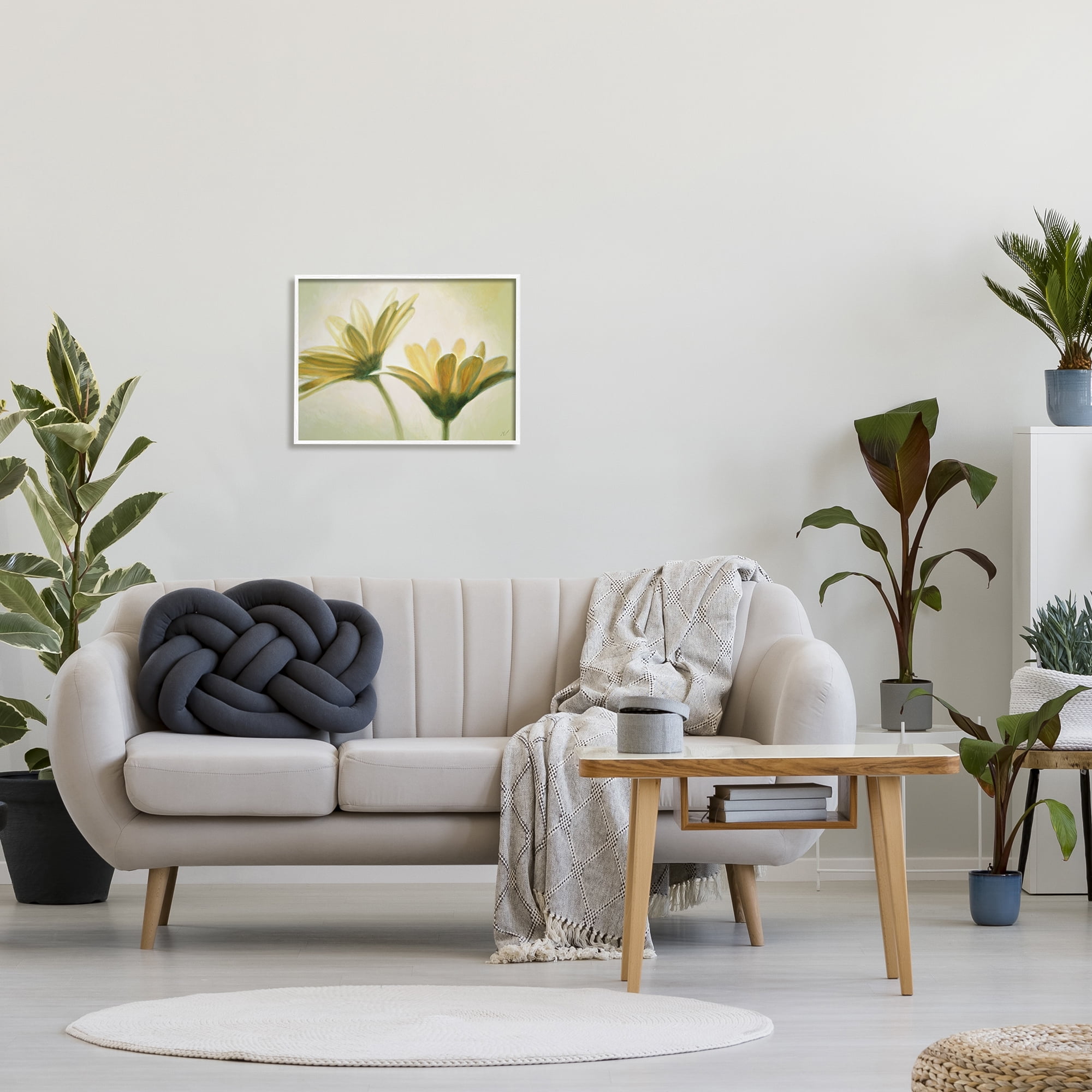 Stupell Industries Two Daisies Painting Botanical & Floral Painting White Framed Art Print Wall Art, 20 x 16