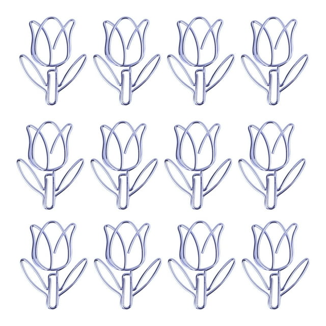 MasteelfCA 12pcs Cartoon Paper Clips Purple Tulip Shape Paper Clips Creative Paper Bookmark Clamps Paper Clamps (Purple)