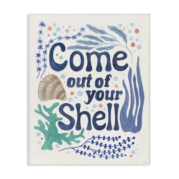 Stupell Industries Come Out Of Your Shell Nautical & Beach Painting Wrapped Canvas Art Print Wall Art, 16 x 20