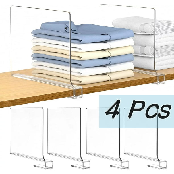 Acrylic Shelf Dividers for Closet Wardrobe 4 Pack Closets Shelves