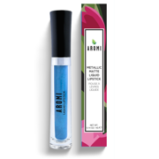 Aromi Bright Blue Metallic Liquid Lipstick for Women | Long-lasting, Shimmery Finish (Snow Queen)