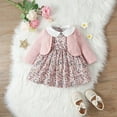 thumbnail image 2 of Odeerbi 6M-3Y Conjuntos de Manga Larga Para Niñas Vestido Floral Con Bolero Shrugs Conjunto de Dos Piezas Cuello Peter Pan Conjunto de Vestido de Princesa, 2 of 6