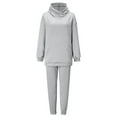 thumbnail image 4 of Baqcunre Women's Long-Sleeved Fashion Solid Color Sweatshirt Casual Sweatpants Suit,Color Grey,Size S-XL, 4 of 8