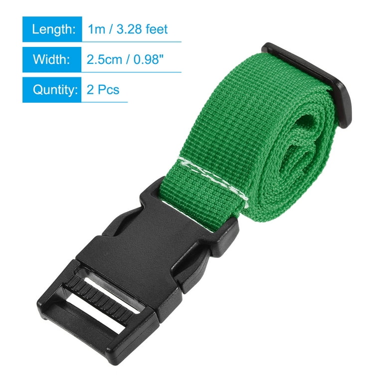 Uxcell 1x40 inch Utility Strap with Buckle Polyester Belt for Packing (Green, 2 Pack)