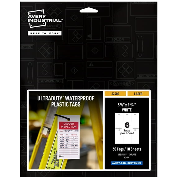 Avery UltraDuty Plastic Tags, 5.5" x 2.83", White(62400)