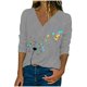 thumbnail image 2 of ICHUANYI Clearance Women Ladies Plus Size Casual Long Sleeve Print V-neck Pullover Tops Shirt ICHUANYI "ICHUANYI", 2 of 4