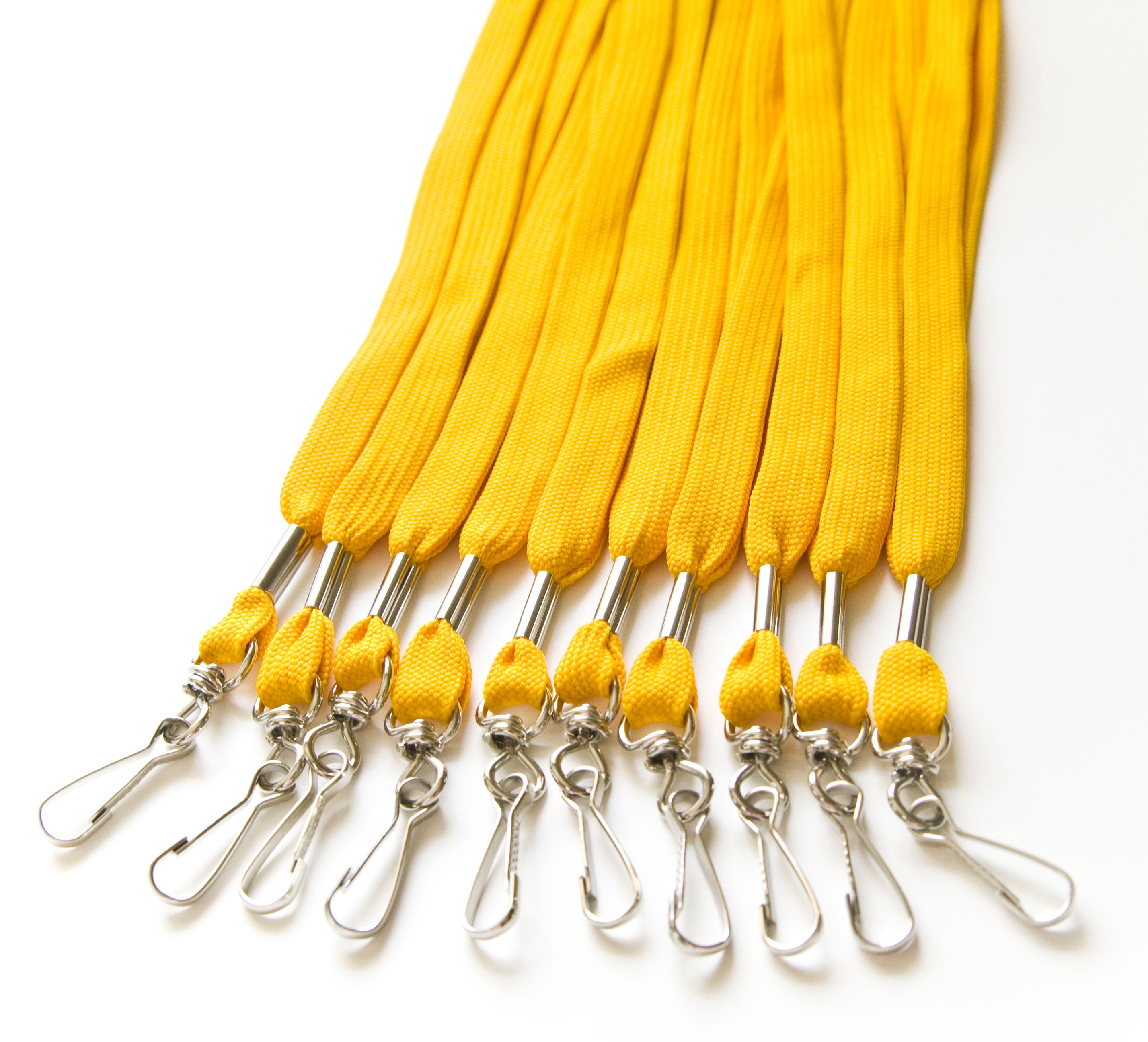 100pcs Flat ID Neck Lanyards for Badges with Swivel J-Hook, Athletic Gold by OnDepot