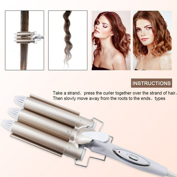 Hair Curler 3 Barrel Hair Waver Curling Iron Wand Adjustable Temperature Curling Tongs Styling Tool UK
