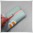 thumbnail image 3 of Estuche de lápices de cuero con cremallera bordada, mango de elevación de Color sólido, bolsa de bolígrafo para escuela y universidad, regalo Envolturas para manijas de equipaje Rojo naranja Sonducket AP019118-04, 3 of 6