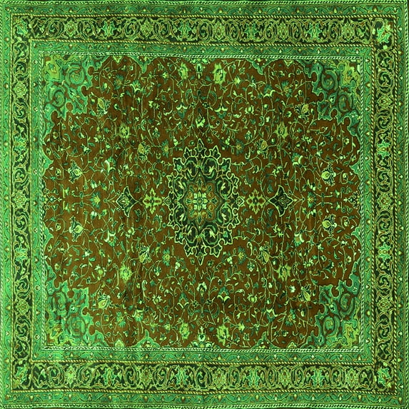 Ahgly Company Indoor Square Persian Green Traditional Area Rugs, 8' Square