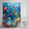 thumbnail image 3 of Shower Curtains for Bathroom, Cartoon Fish Waterproof Fabric Shower Curtain, Blue Colorful Sea Ocean Seagrass Coral Decorative Bathroom Curtain for Bathtub, 36"x72", No Hooks Included, 3 of 9