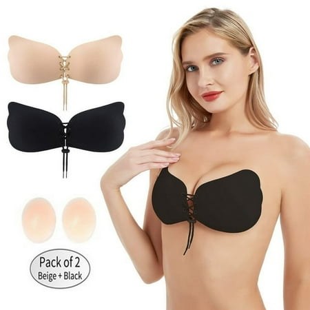 Sticky Bra 2 Pairs  Strapless Push Up Backless Bras for Women  Adhesive Invisible Lifting Bra