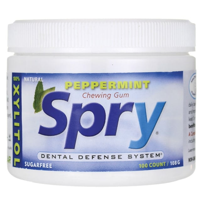Spry, Dental Defense, Xylitol Peppermint Chewing Gum, 100 Pcs