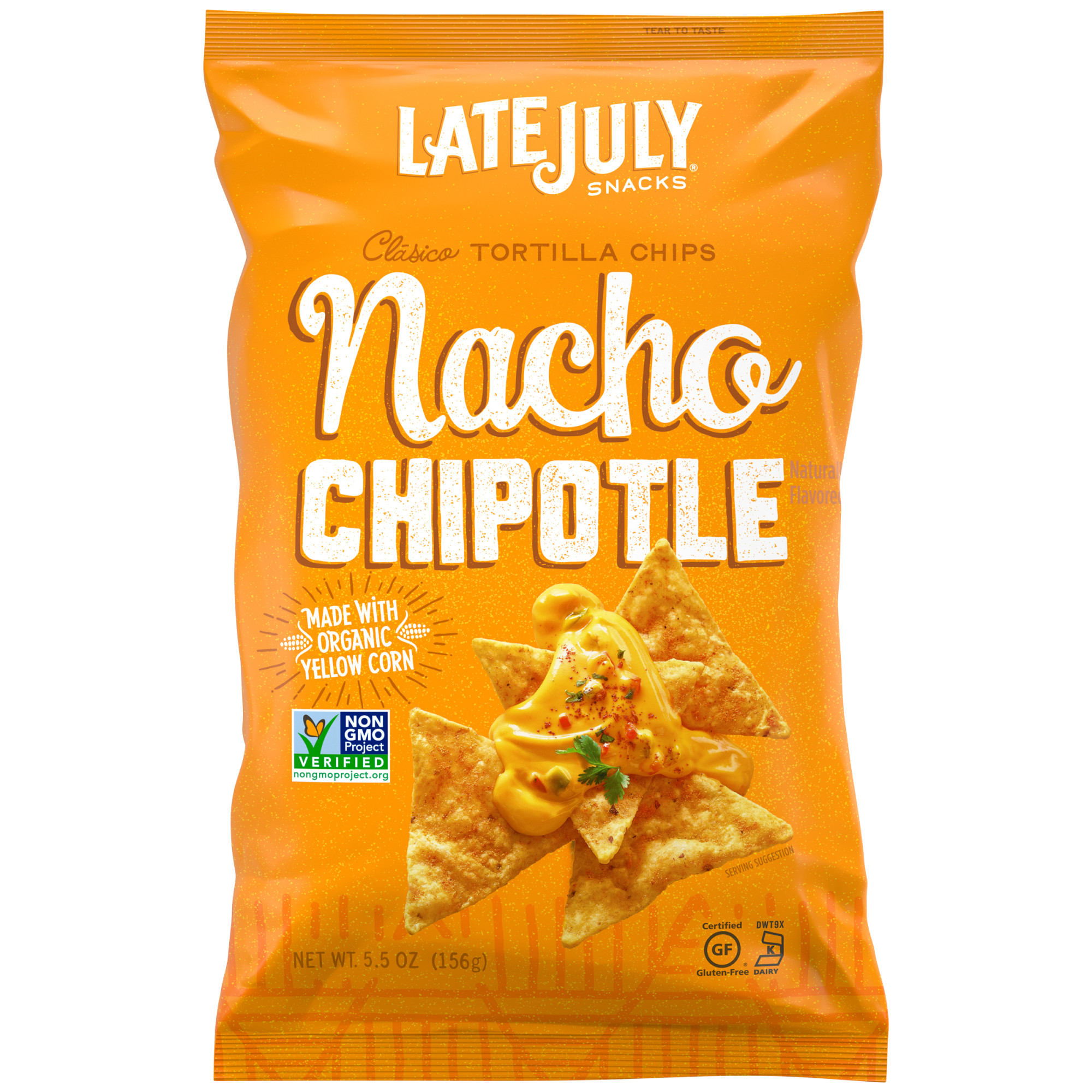 LATE JULY Snacks Clásico Nacho Chipotle Tortilla Chips, 5.5 oz. Bag