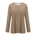 thumbnail image 5 of Womens T Shirts Long Sleeve Crew Neck Solid Color Shirts Basic Tee Tops Blouse, 5 of 5