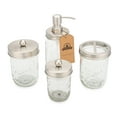 thumbnail image 2 of Mason Jar Bathroom Gift Set (4 pcs) - Lotion/Soap Dispenser, Toothbrush Holder, Q-Tip Storage Jars - Farmhouse Home Decor for Vanity Organization - Luxury Bathroom Accessories - Stainless Steel, 2 of 4