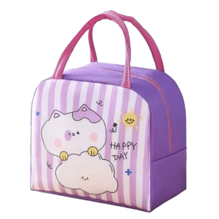 Insulated Cartoon Animal Reusable Lunch Bag-Purple