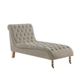 thumbnail image 3 of Rustic Manor Traver Rectangular Linen Tufted Chaise Plywood Lounge Wheel Caster, Taupe, 3 of 9