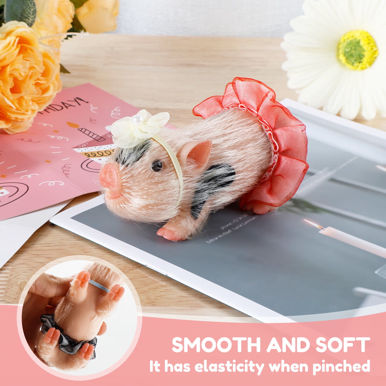 Silicone Pig Mini Doll with Clothes, 5.07 x 3.12 x 1.56 in Silicone, 0.55 lb
